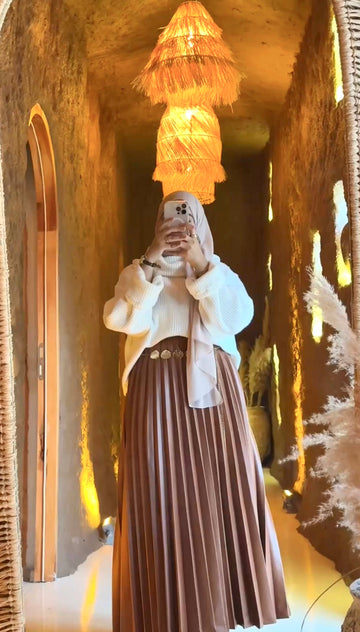 Pleated Leather Skirt